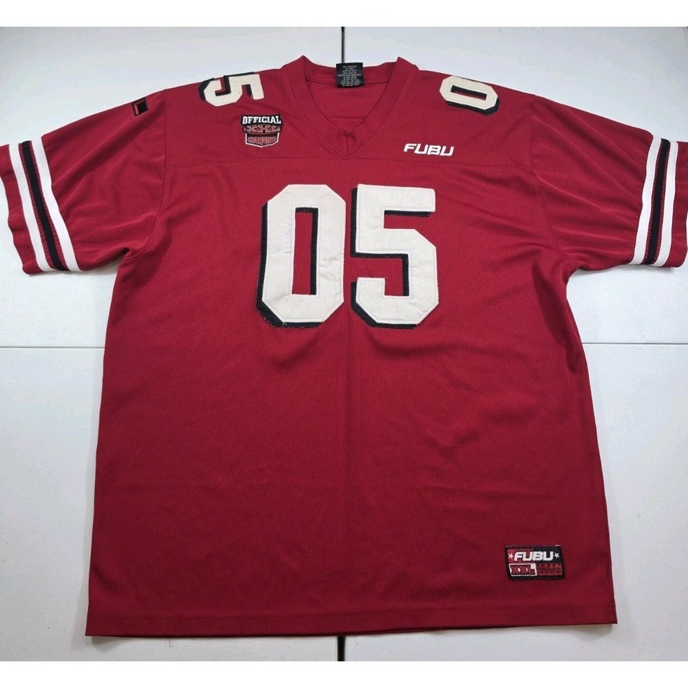Vintage Y2K FUBU 05 Embroidered Football Jersey Baggy Oversized Hip Hop Sz 2X
